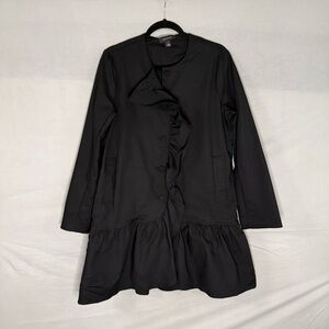 Halogen Women Black Ruffle‎ Coat  Size Medium WhimsiGoth  Goth Lightweight